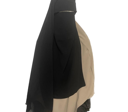 Double layer elastic flap niqab
